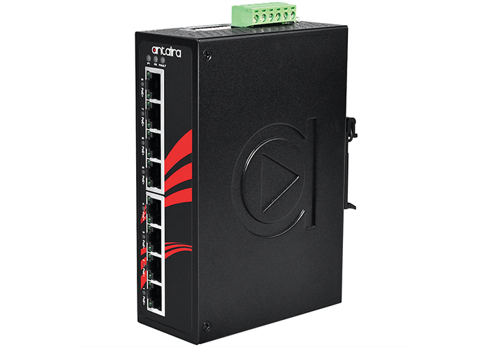 Foto Switches Ethernet no gestionados PoE+/4PPoE para entornos industriales.